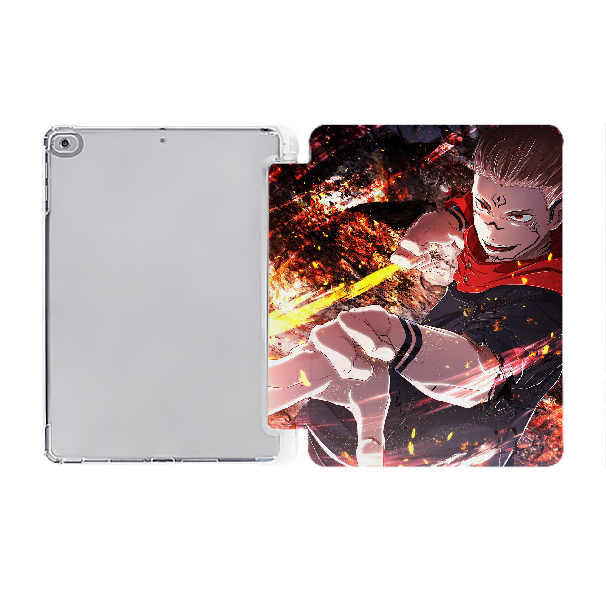 （画像用） 呪術廻戦 Jujutsu Kaisen IPad ケース ペン収納付き 三つ折りスタンド PUレザー×シリコン 対応機種9.5/10.5/10.9インチ